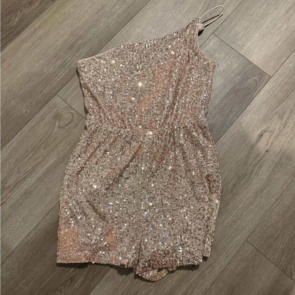 One-Shoulder Sequin Romper